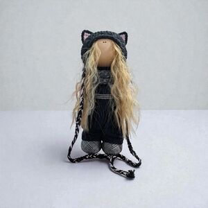Handmade Fabric Tilda Cat Themed Dolly